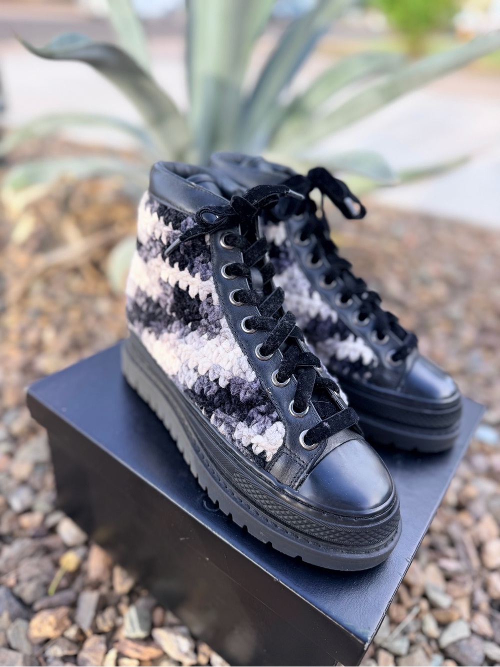 Krojay Black Onyx Crochet Boots